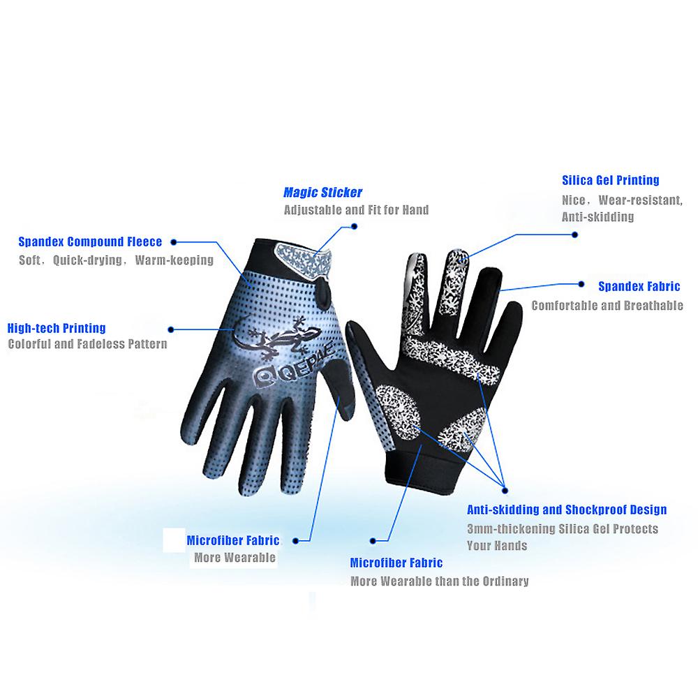 Mountain Bike Full Finger Glove Outdoor Sports Riding Fitness Training Hand Protection Cycling Warm-keeping Gecko Gloves No.319220