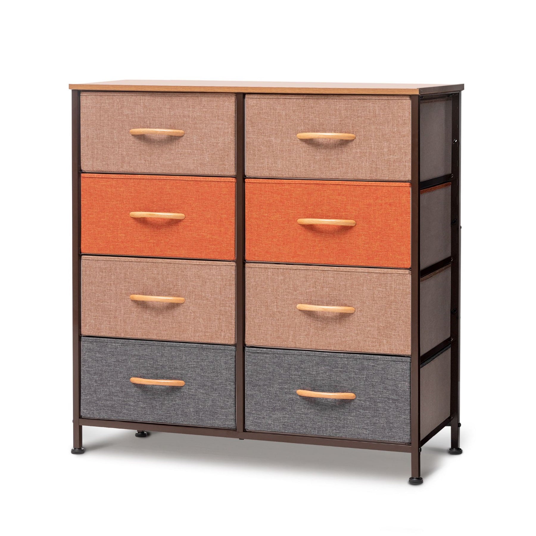 JoinHom Modern 8 Drawers Vertical Dresser Chest Storage Tower Orange