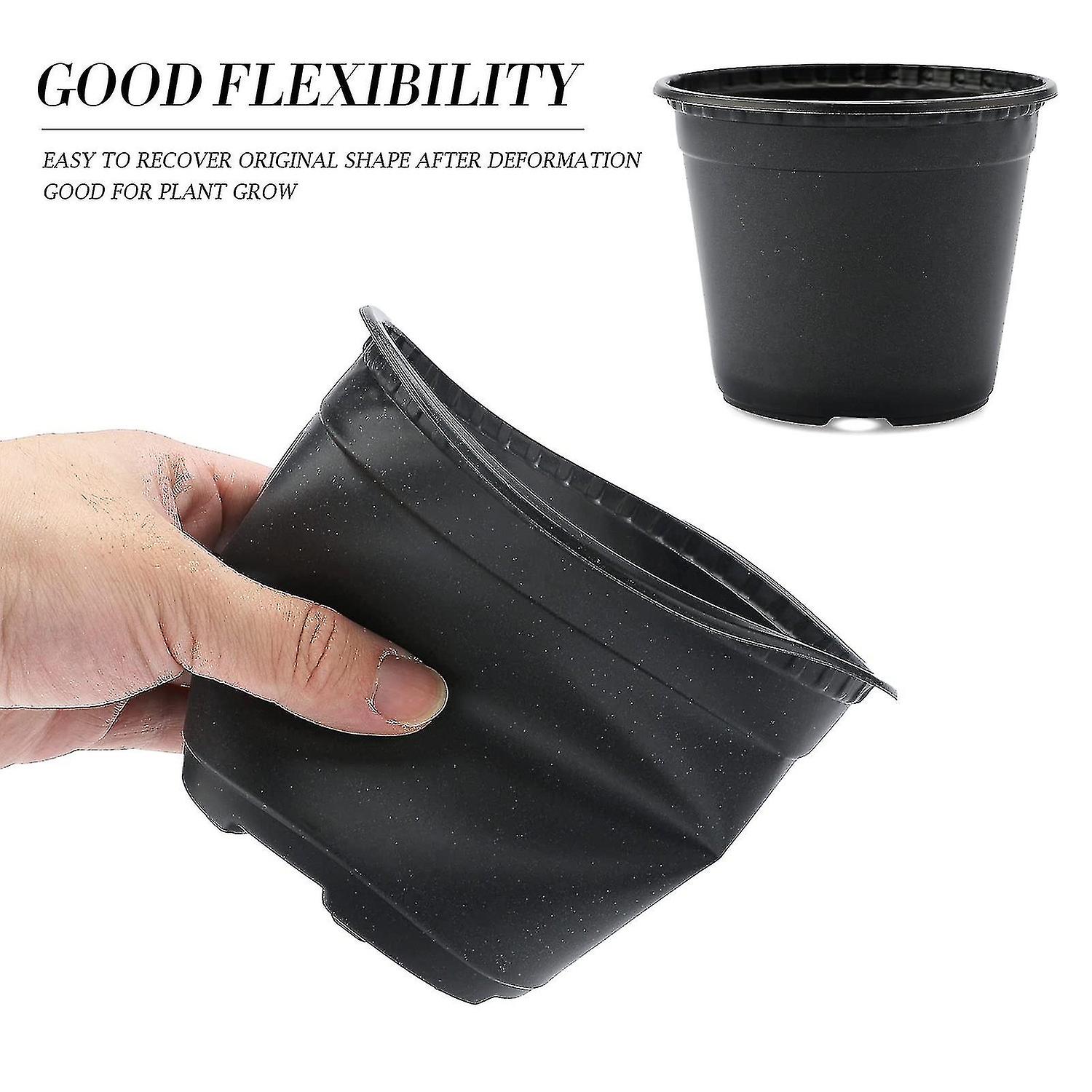 50pcs Plastic Plant Pots 15cm Black Seed Seedling Pots Flower Nursery Pots For Vegetables，flowers，he