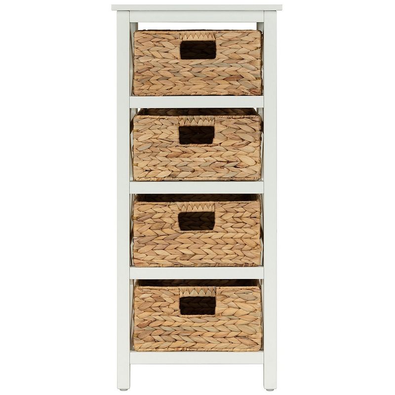 eHemco 4 Tier X-Side End Storage Cabinet with 4 Wicker Baskets