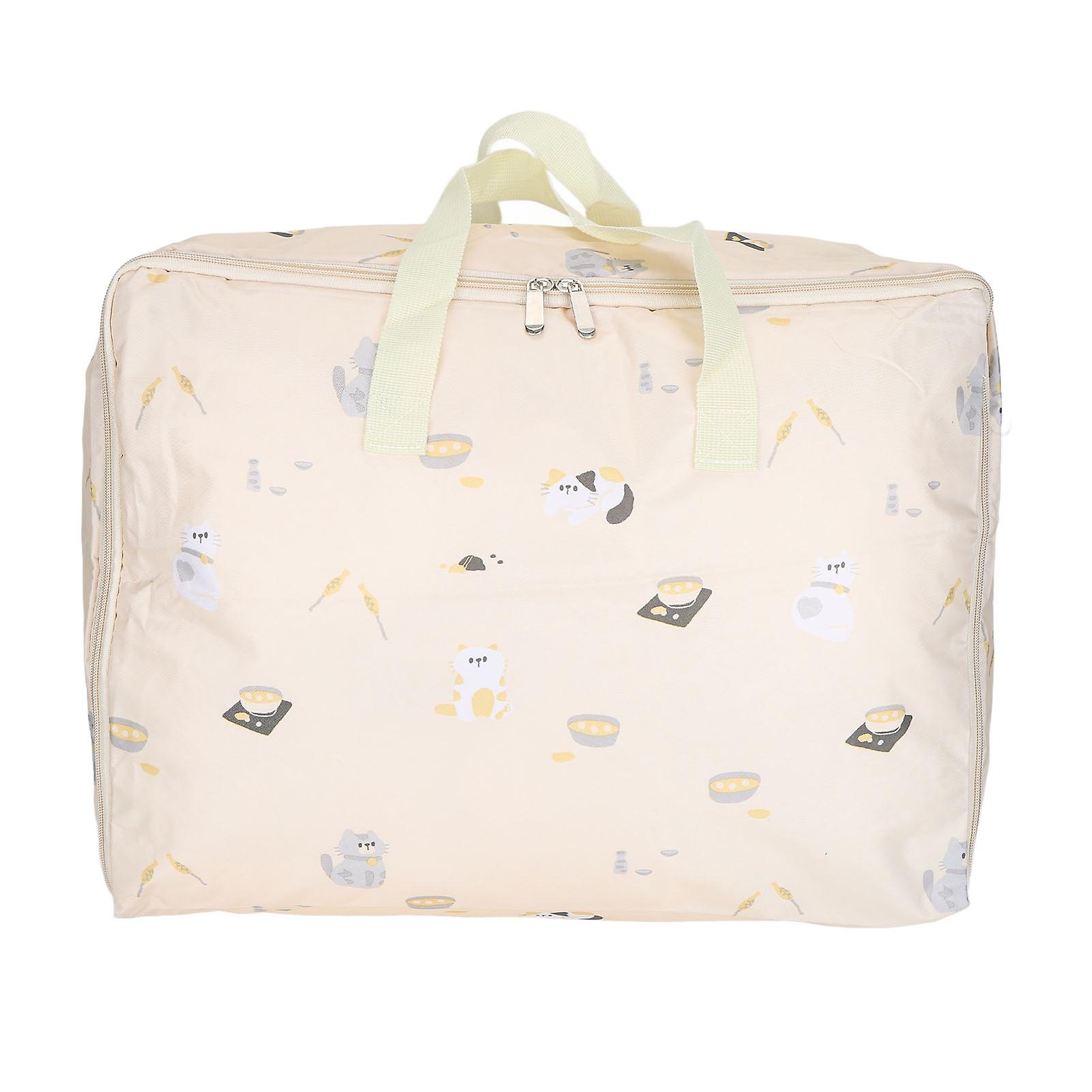 Storage Bag Foldable Portable Large Capacity Zippered Storage Box For Clothes Quilt Pillow Blanket Organizingwhite Cat Pattern