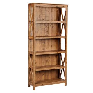 SAINT BIRCH Houston 71 in. Rustic Brown 5-Shelf Standard Bookcase SBAS3102BKRB