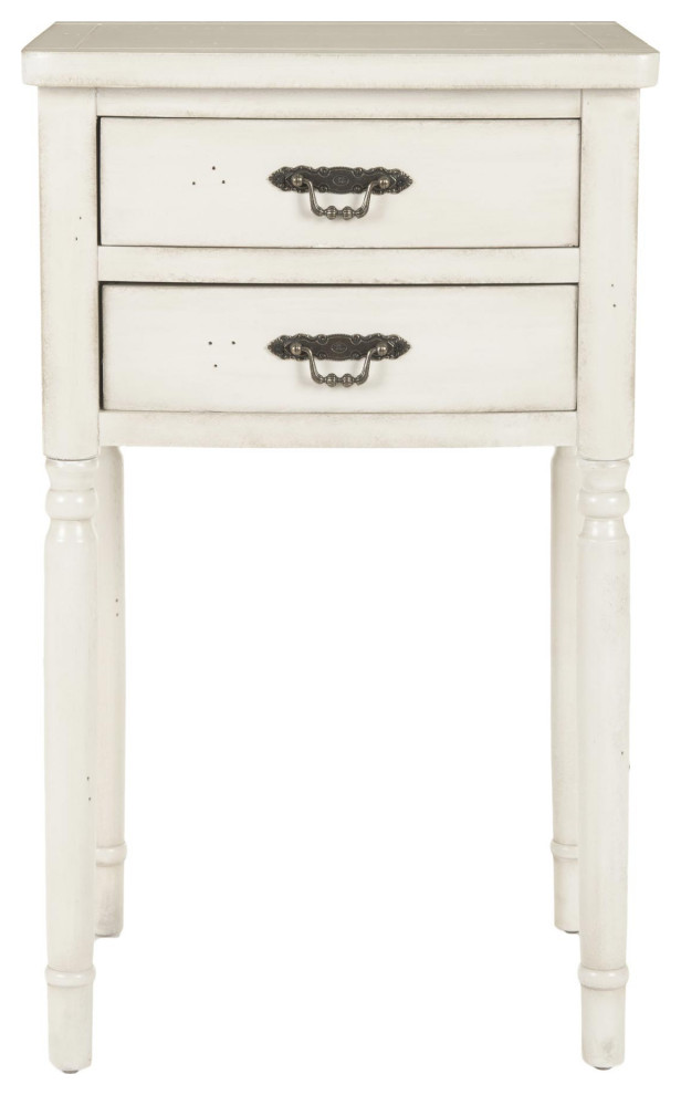 Virgie End Table With Storage Drawers White Birch   French Country   Side Tables And End Tables   by AED Luxury Home Decor  Houzz