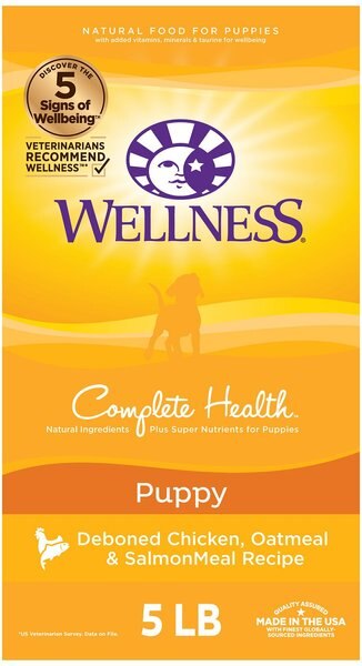 Wellness Complete Health Puppy Deboned Chicken， Oatmeal and Salmon Meal Recipe Dry Dog Food