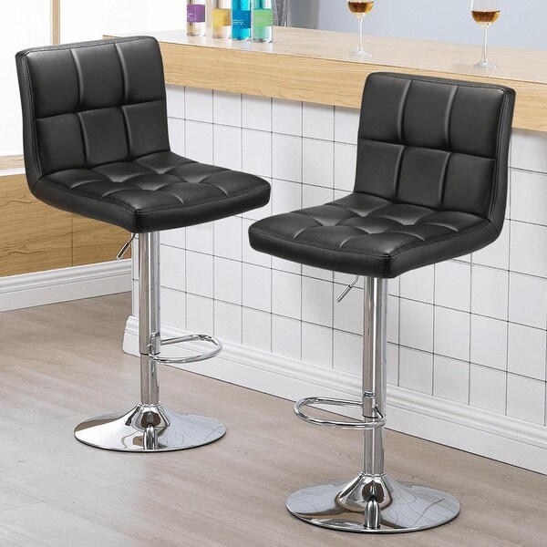 2PCS Faux Leather Adjustable Bar Stools for Home