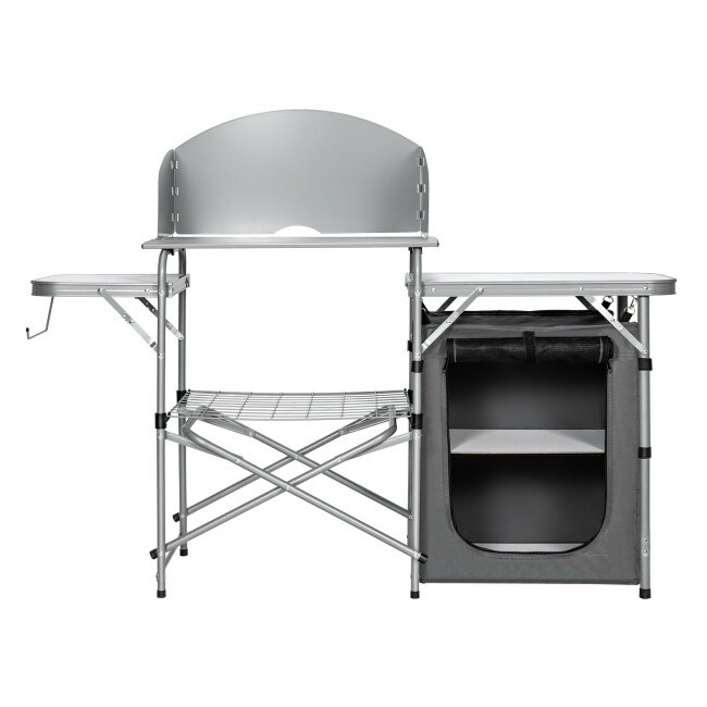 Foldable Outdoor BBQ Portable Grilling Table With Windscreen Bag   57.5\