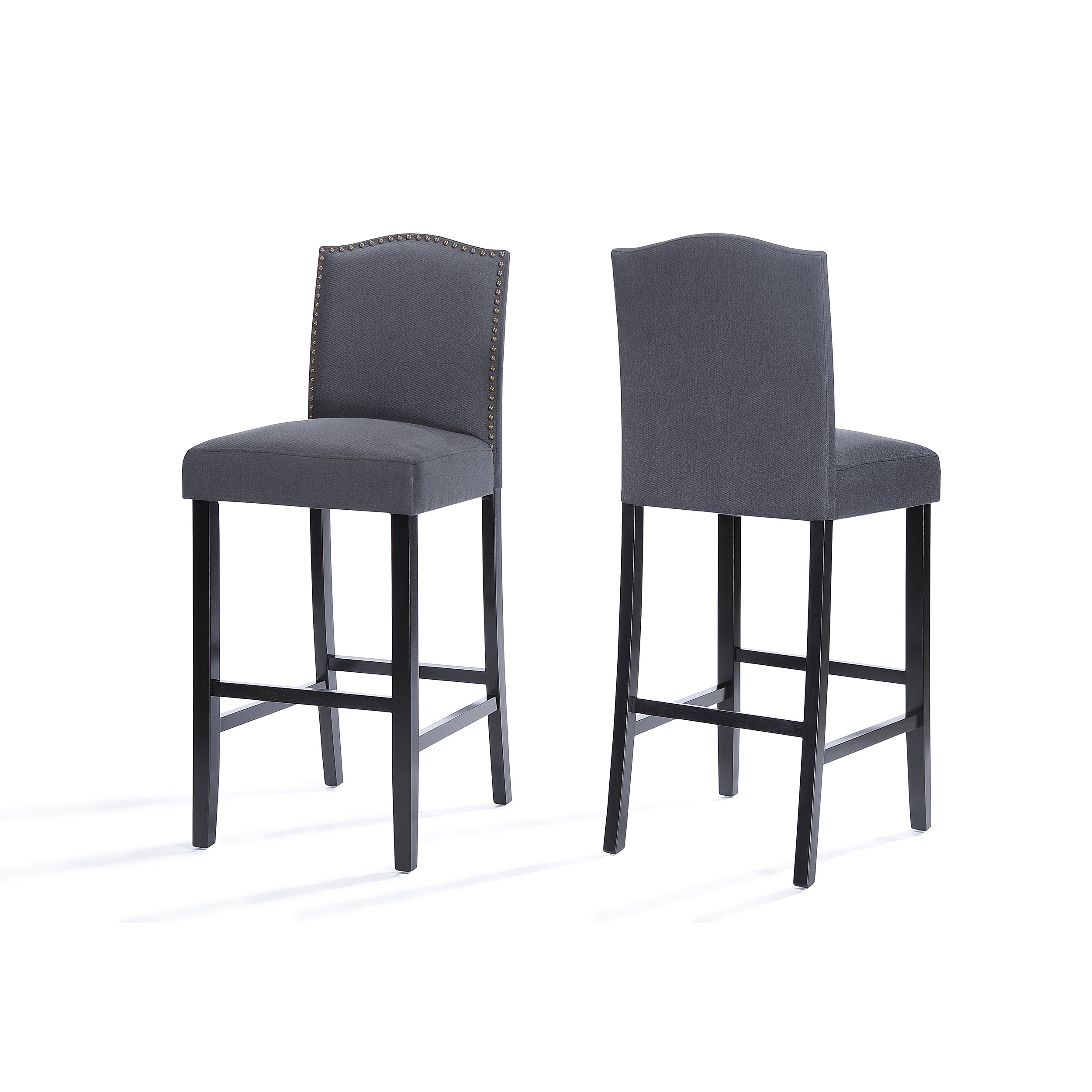 Kainu Dark Charoal Fabric Barstools, Set of 2