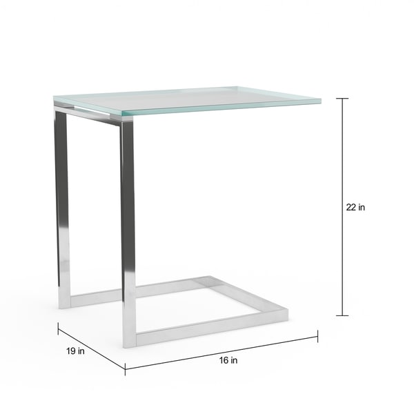 Porch and Den Birchshire Stainless Steel/ Glass End Table