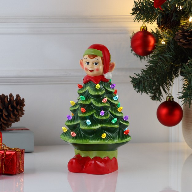 Mr Christmas Nostalgic Ceramic Led Christmas Tree 15 quot Elf Tree Topper