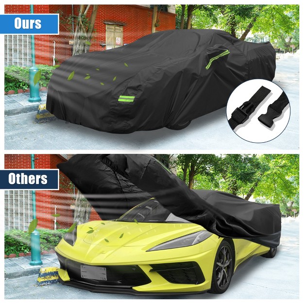 Unique Bargains Waterproof With Zipper Car Cover For Chevrolet Corvette C8 2020 2022 Black