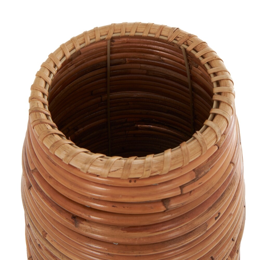 Brown Rattan Handmade Tall Wrapped Vase