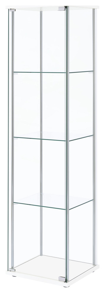 Bellatrix Rectangular 4 shelf Curio Cabinet White and Clear   Modern   Bookcases   by Modon  Houzz