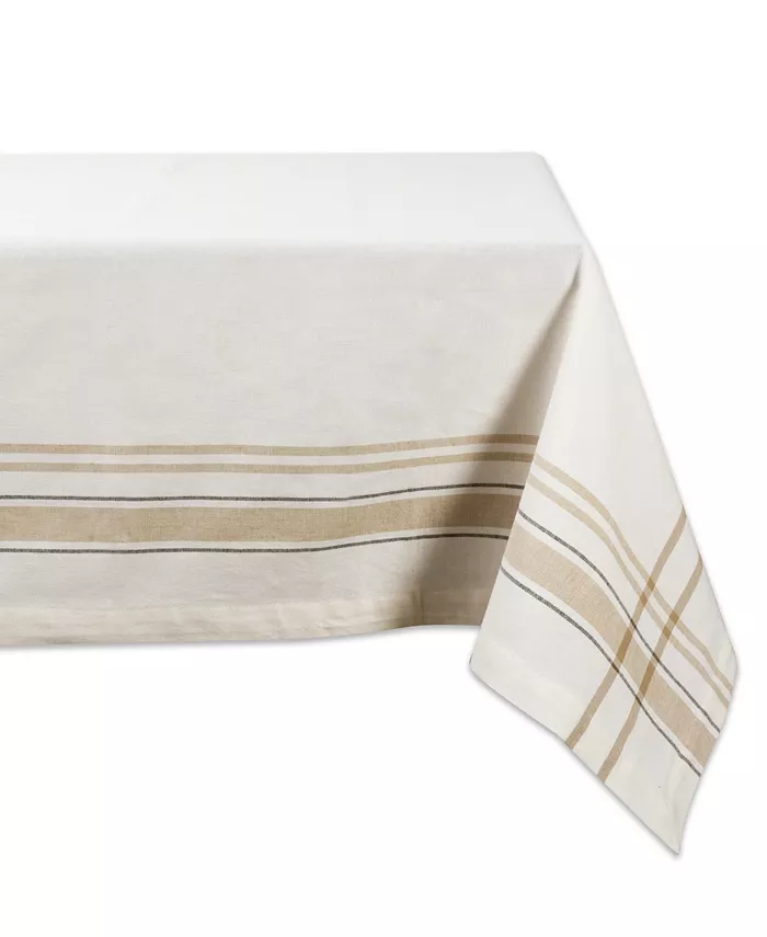 Design Imports Chambray French Stripe Tablecloth 60 x 84