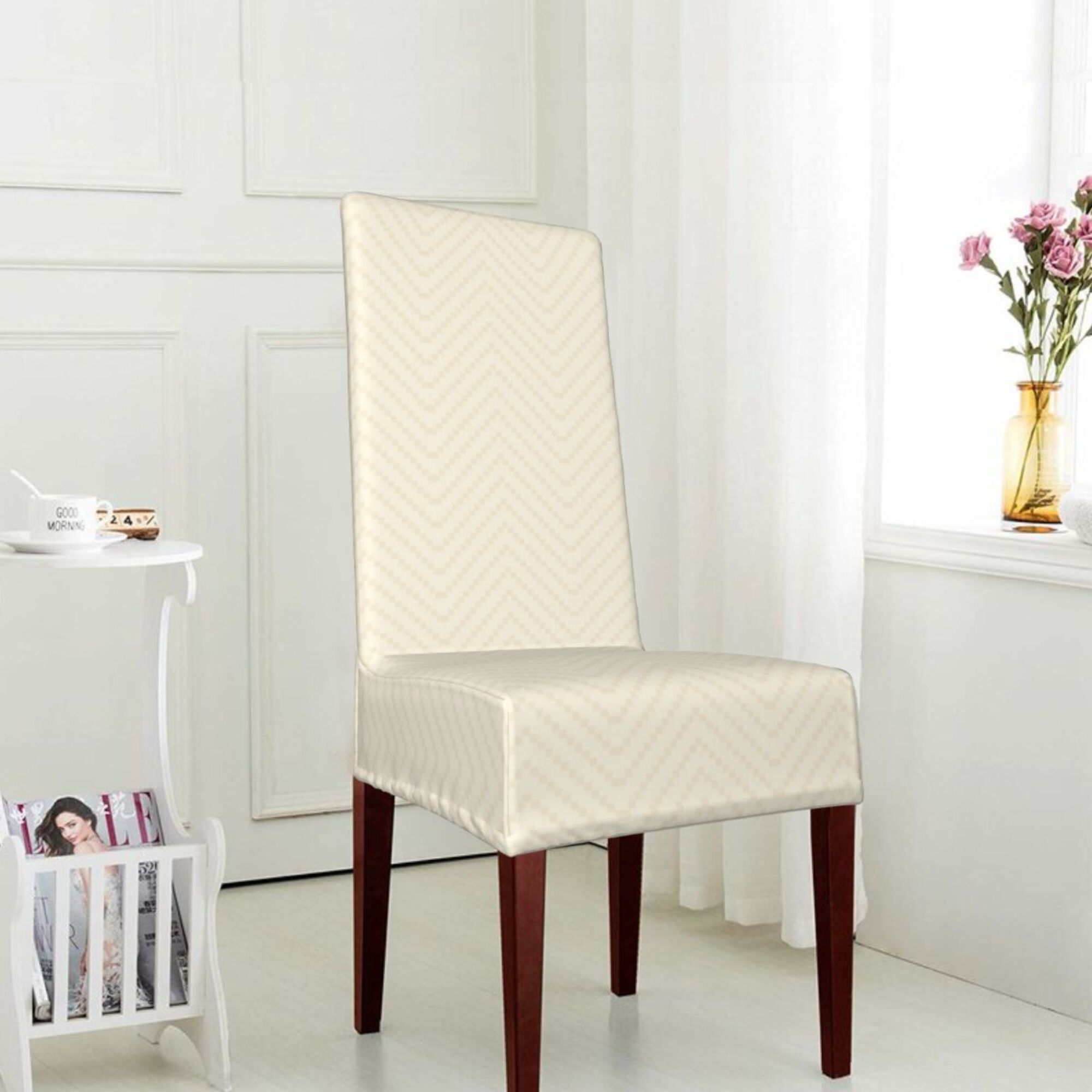 Triangular Stripe Dining Chair Slipcovers Chair Protectors Seat Covers For Dining Room Hotel Kitchen Triangle Decorative Style