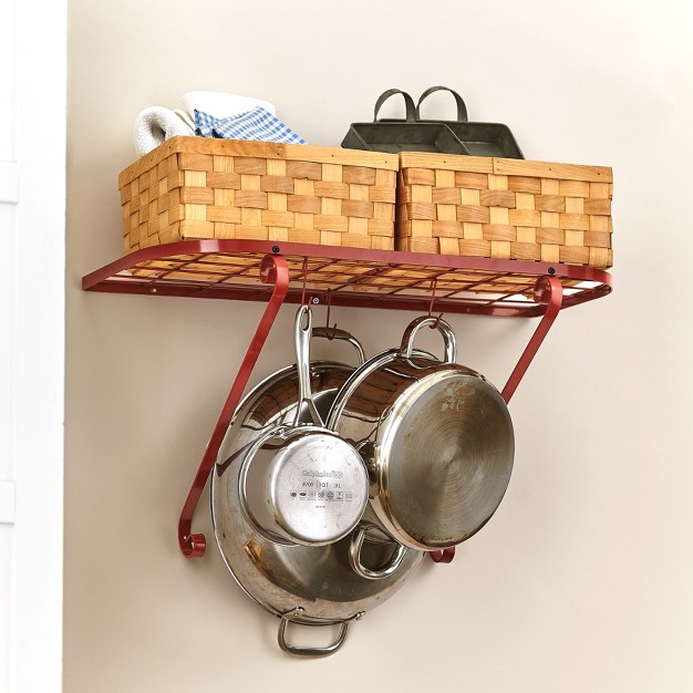 The Lakeside Collection Kitchen Wall Shelf With Hooks shelf