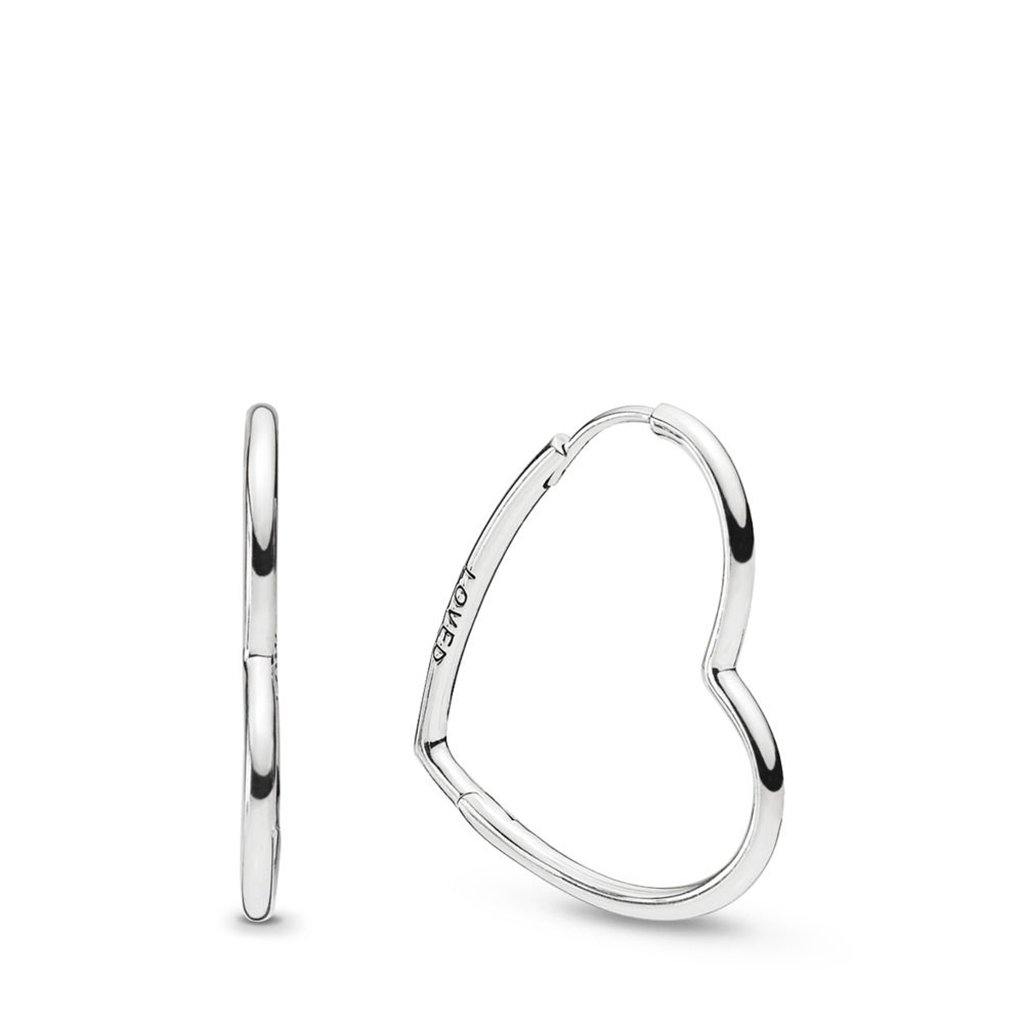 PANDORA  Asymmetric Hearts of Love Hoop Earrings