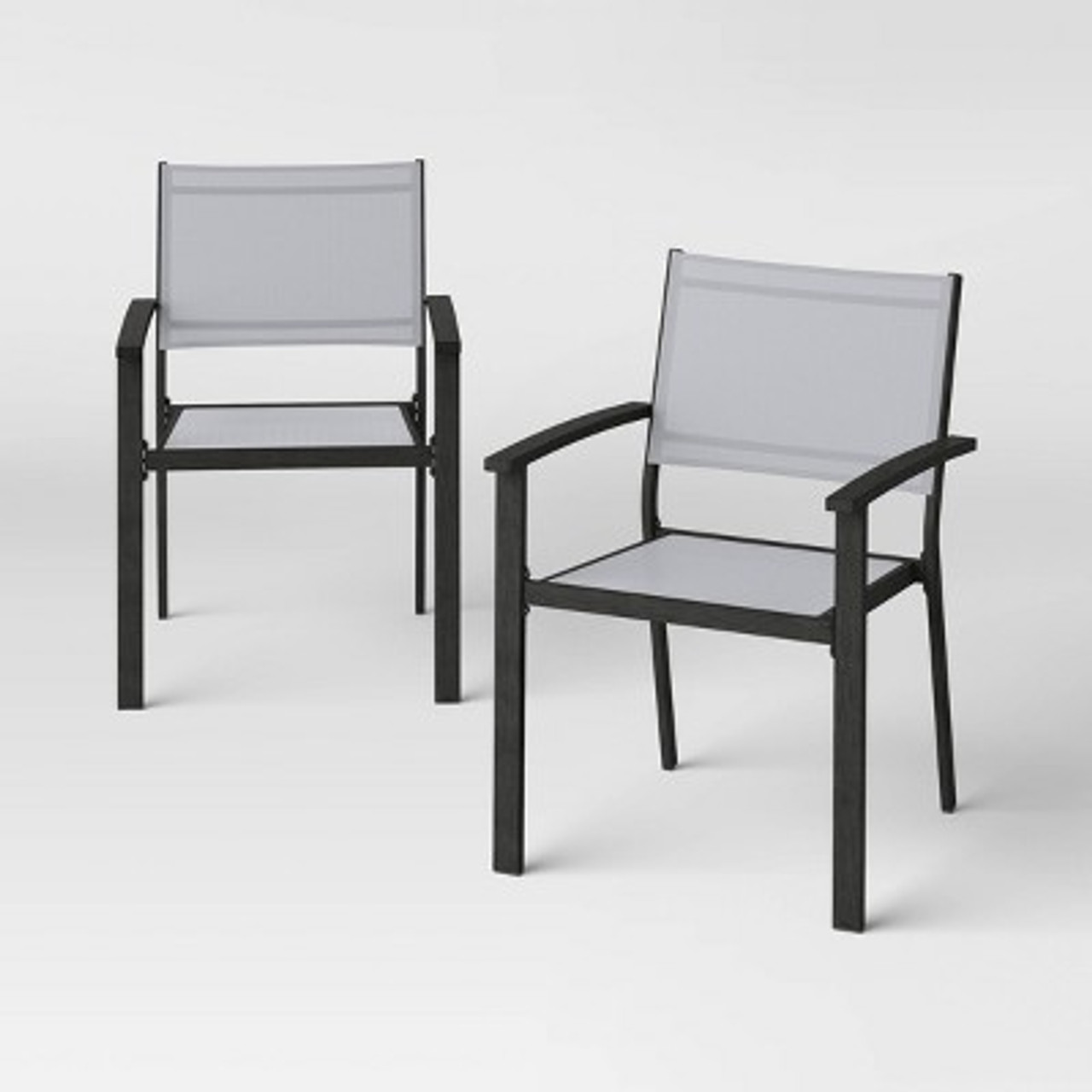 Ryegate 2pk Weathered Teak Patio Sling Dining Chairs - Threshold™