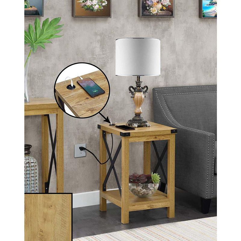 Convenience Concepts Durango End Table with Charging Station and Shelf