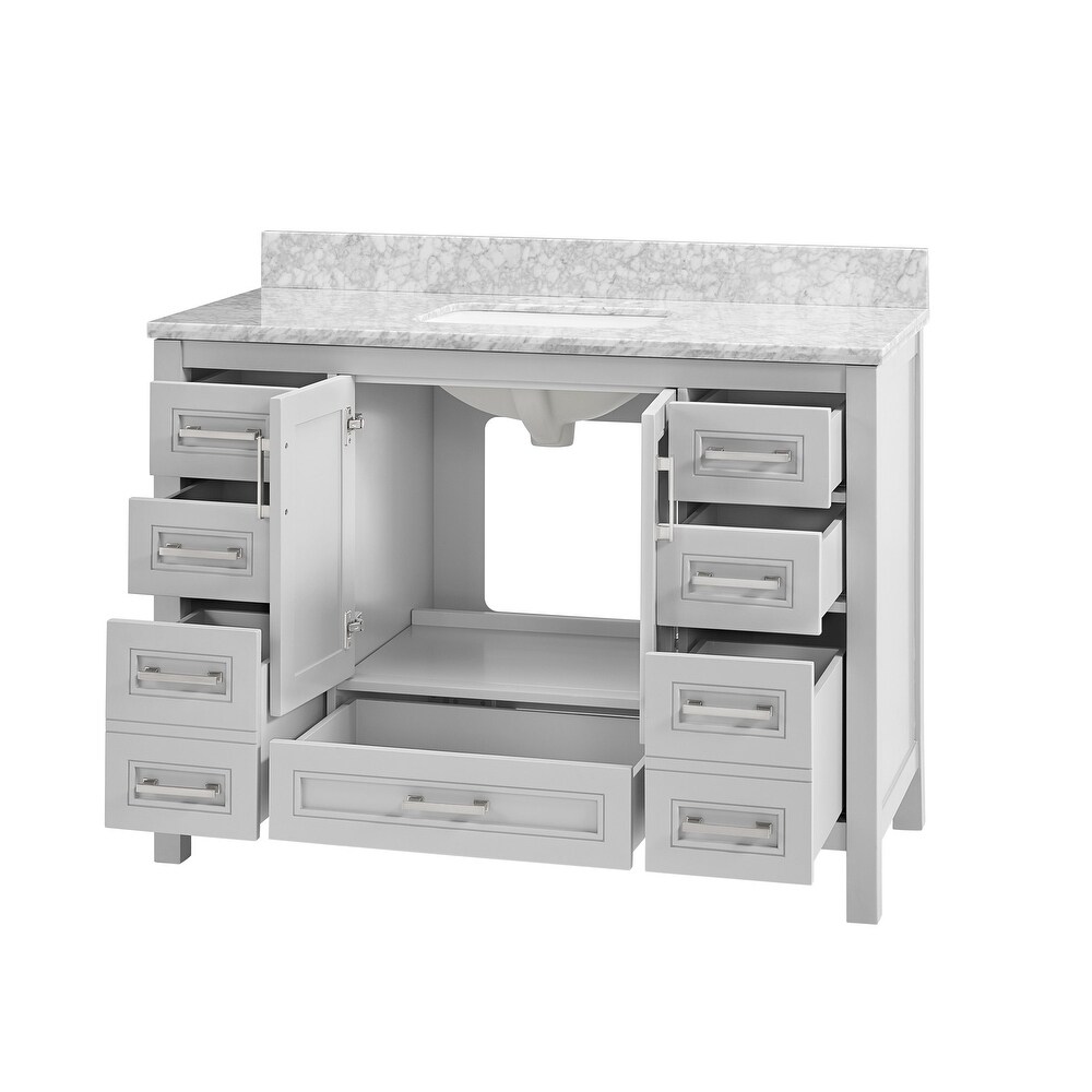 TimelessChic 48 in Undermount Single Sink Bathroom Vanity with Carrara Natural Marble Top