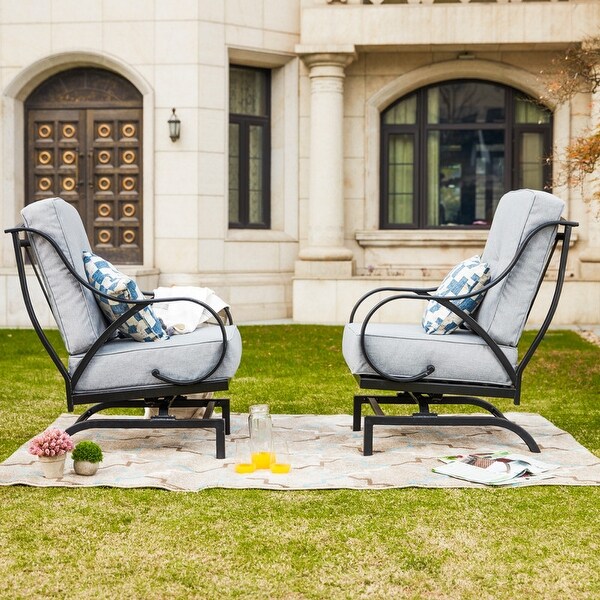 PATIO FESTIVAL 2Piece Outdoor Rocking Motion Chair Set with Cushions