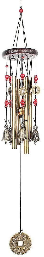 Chinese Traditional Amazing 4 Tubes 5 Bells Bronze Yard Garden Outdoor Living Wind Chimes