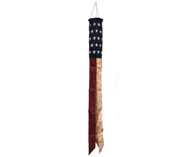 Briarwood Lane Everyday 4th Of July Tea Stained Usa Embroidered Windsock Wind Twister X