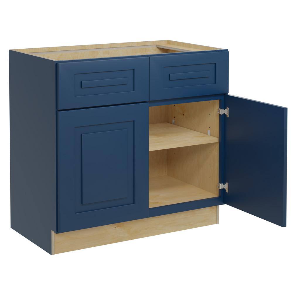 Home Decorators Collection Grayson 36 in. W x 24 in. D x 34.50 in. H in Mythic Blue Plywood Shaker Stock Assembled Base Kitchen Cabinet B36-GMB