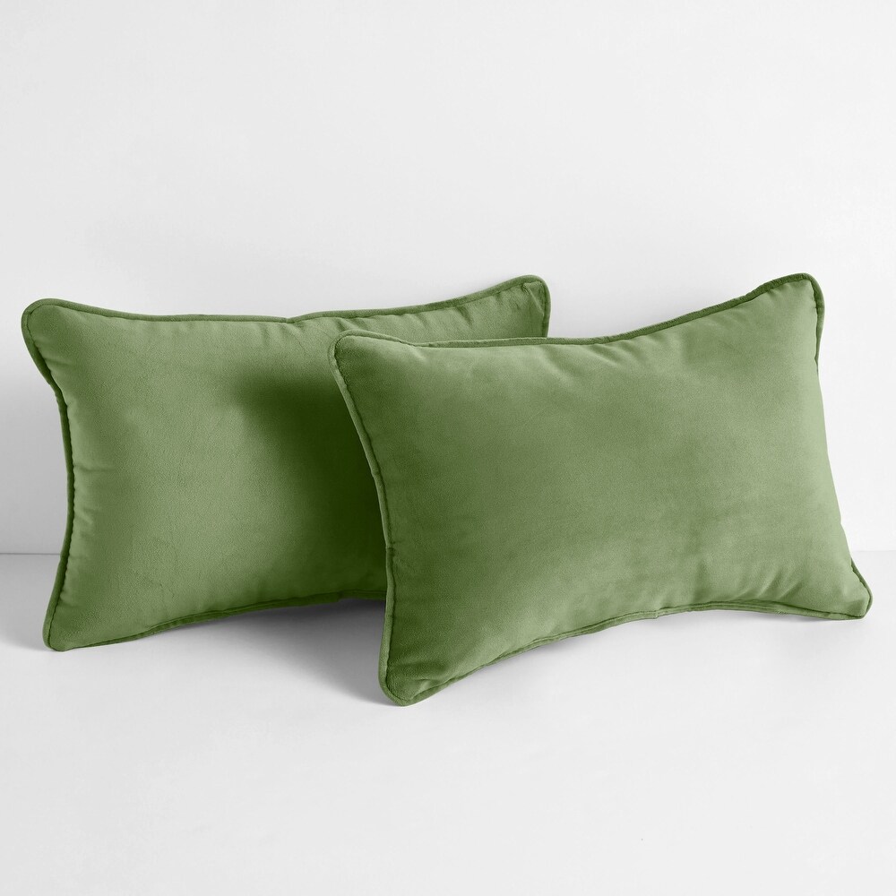 Sorra Home Solid Velvet Indoor Corded Pillow Set of 2