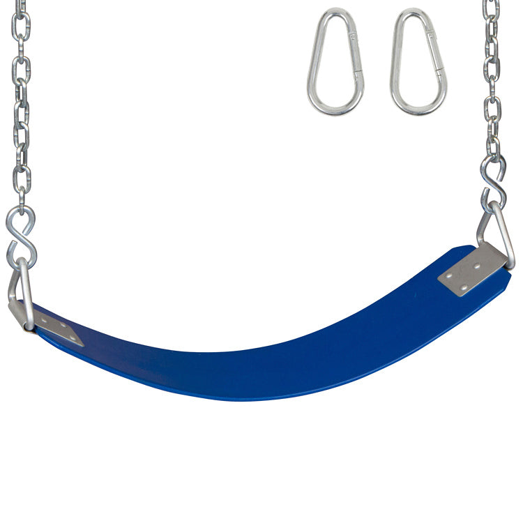 Swing Set Stuff Inc. Commercial Rubber Belt Seat with Chains and Hooks (Blue)