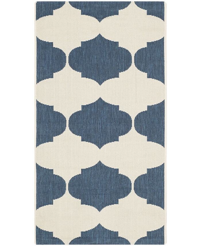 Safavieh Courtyard CY6162 Beige and Navy 2' x 3'7 Outdoor Area Rug