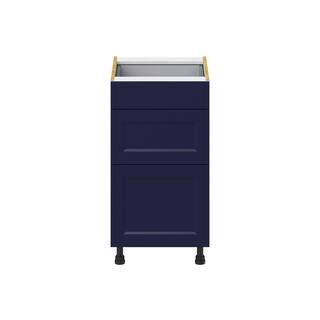 J COLLECTION Devon Painted Blue Shaker Assembled Base Kitchen Cabinet with 3 Drawers18 in. W x 34.5 in. H x 24 in. D DSB3D18-DV