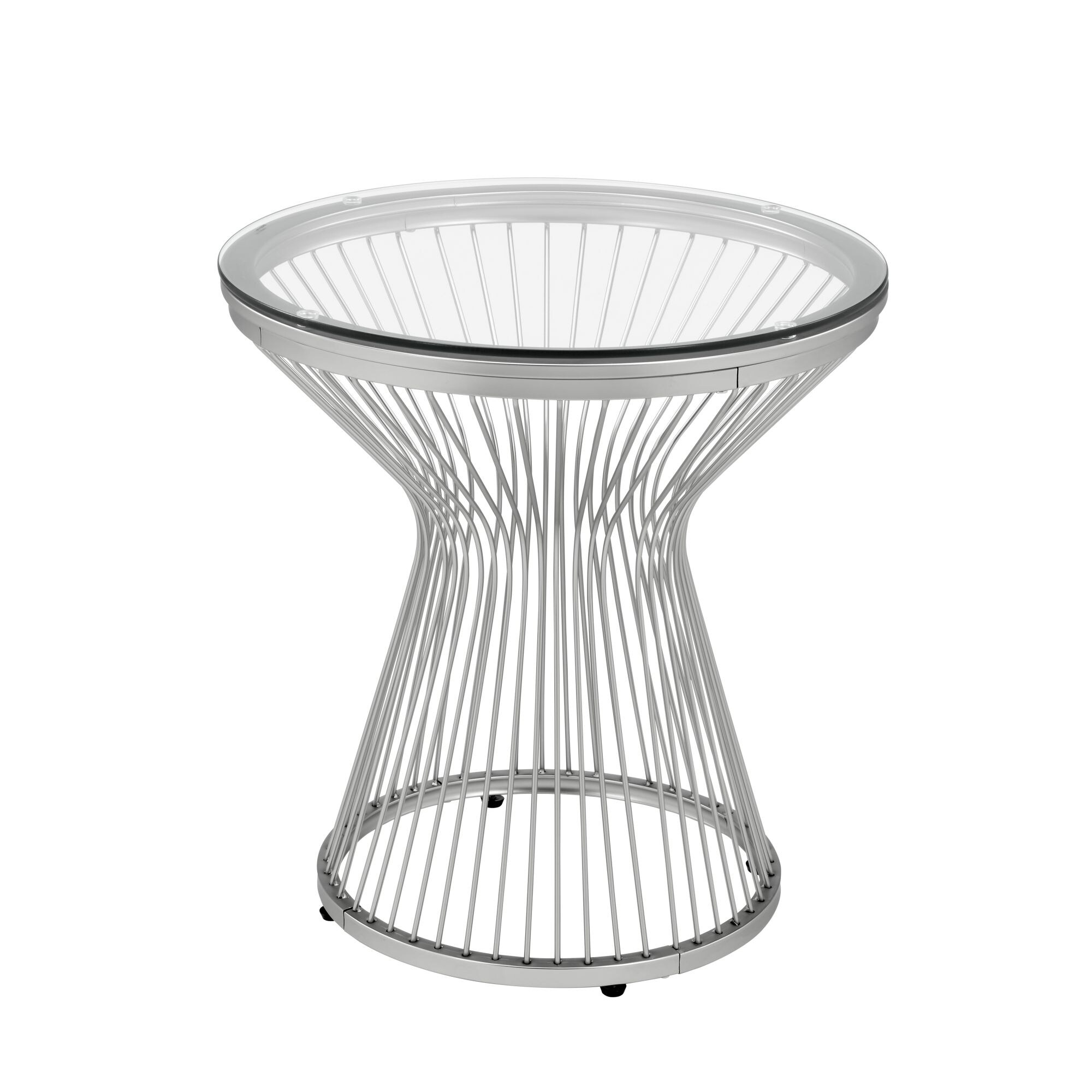 Picket House Furnishings Poppy Round End Table in Chrome