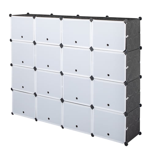 Ktaxon 32 Cubes 64 Pairs Modular Plastic Shoe Storage Cabinet Boxes Expandable 8 Tiers Shoe Rack