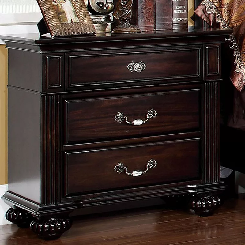 Syracuse Traditional Style Beautiful Nightstand， Dark Walnut