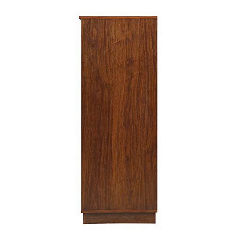 Wooden Wine Cabinet with Wine Bottle Rack and Three Drawers， Brown and Black