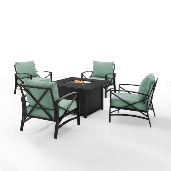 Kaplan 5Pc Outdoor Metal Conversation Set W/Fire Table