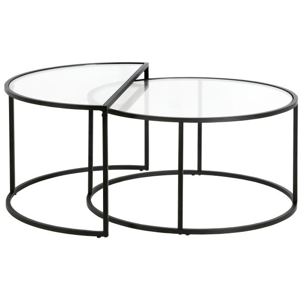 Luna Round and Demilune Nested Coffee Table in Blackened Bronze