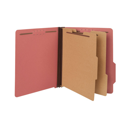 Universal Bright Colored Pressboard Classification Folders， 2 Dividers， Letter Size， Ruby Red， 10/Box (10303)