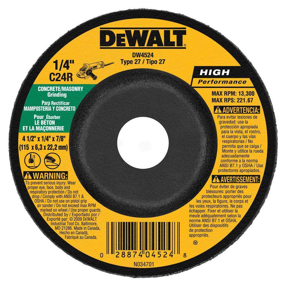 DW 4-12 in. x 14 in. x 78 in. ConcreteMasonry Grinding Wheel DW4524