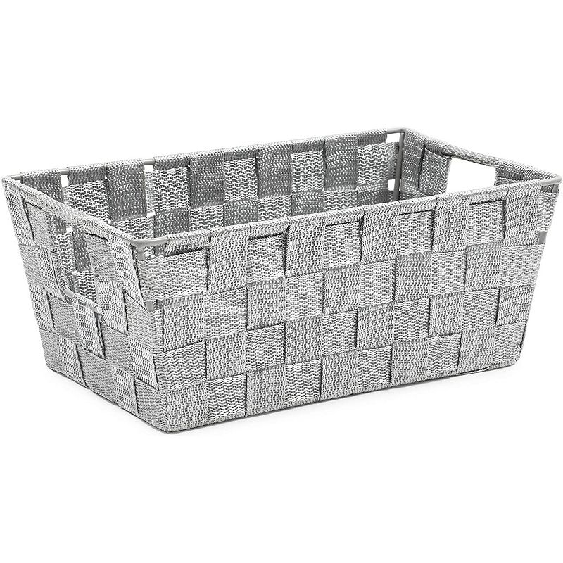 Farmlyn Creek Grey Woven Basket for Bathroom， Closet and Pantry Storage (11.4 x 6.5 x 4.5 in)