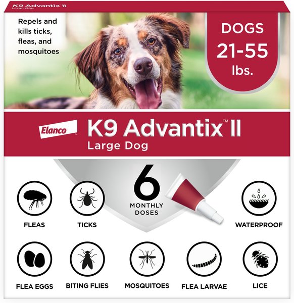 K9 Advantix II Flea and Tick Spot Treatment for Dogs， 21-55 lbs