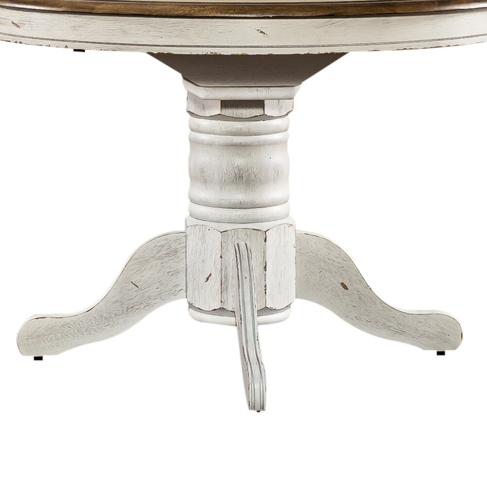 Carolina Crossing Antique Honey White Pedestal Table Set