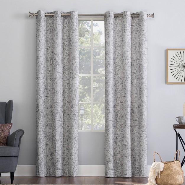 Kenji Medallion Draft Shield Fleece Insulated Energy Saving Grommet Top Room Darkening Curtain Panel No 918