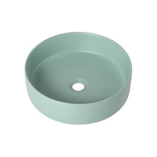 BTCSTAR Round Simple Ceramic Circular Bathroom Vessel Sink in Mint Green with Scratch Resistant BTCYBS8673G