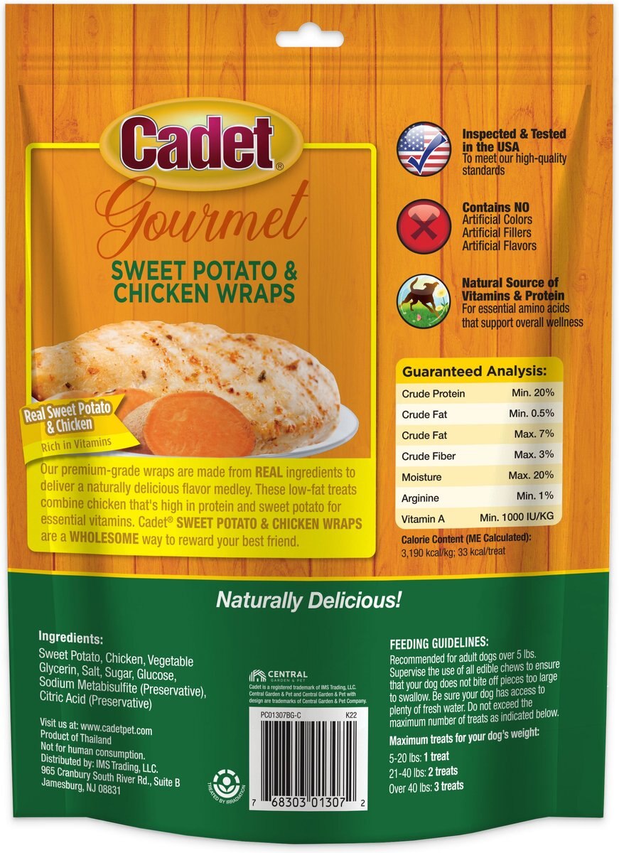 Cadet Gourmet Chicken-Wrapped Sweet Potato Dog Treat Wraps