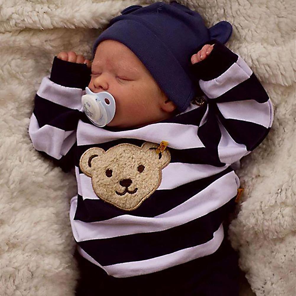 45cm  Premie Bebe Doll Reborn Asleep Lifelike Soft Touch Cuddly Baby 3d Skin Visibile Veins New