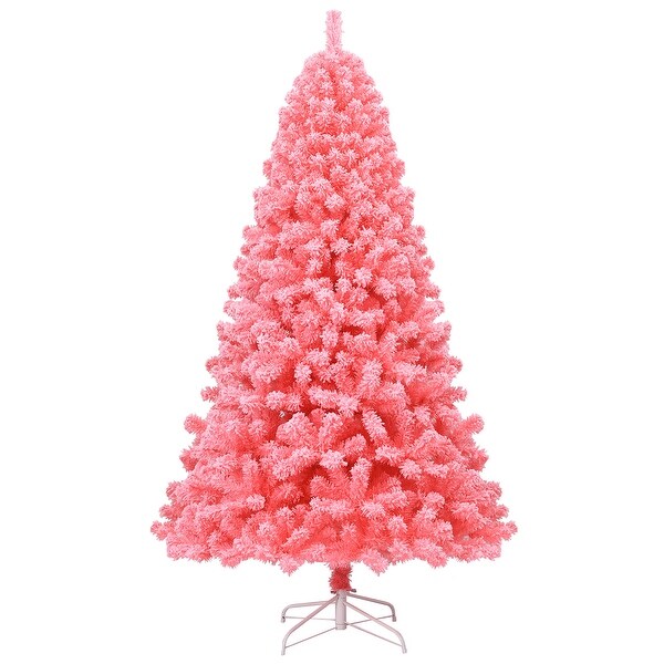 Costway 7.5ft Snow Flocked Hinged Artificial Christmas Tree w/ Metal