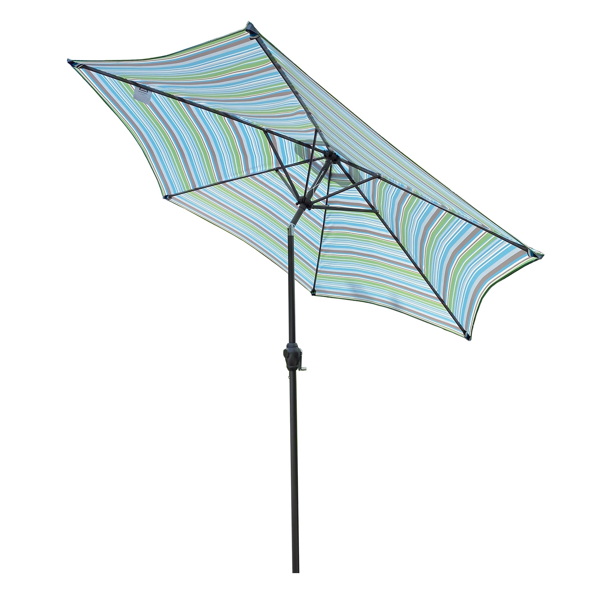 Tomshoo Outdoor Patio 8.6-Feet Market Table Umbrella with Push Button Tilt and Crank, Blue Stripes[Umbrella Base is not Included]