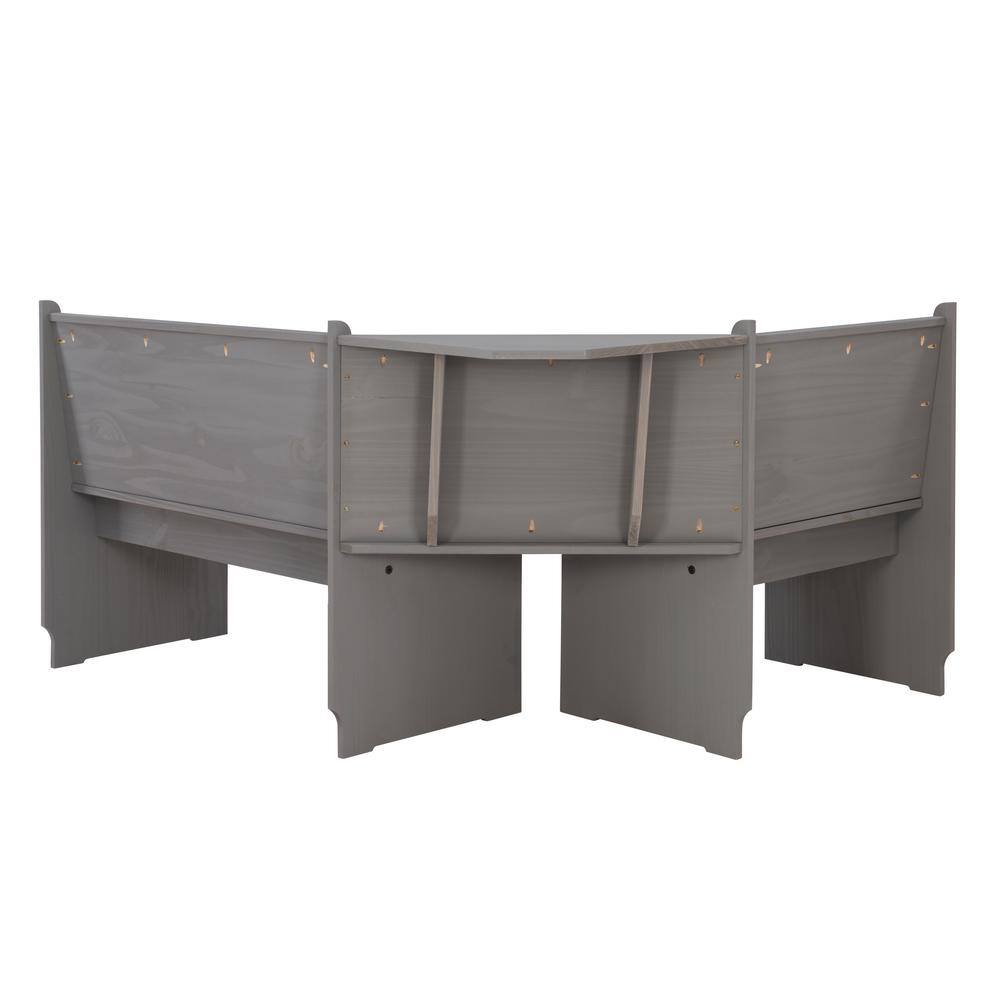 Linon Home Decor Jennings 3-Piece Rectangular Wood Top Grey Corner Nook Set THD03150