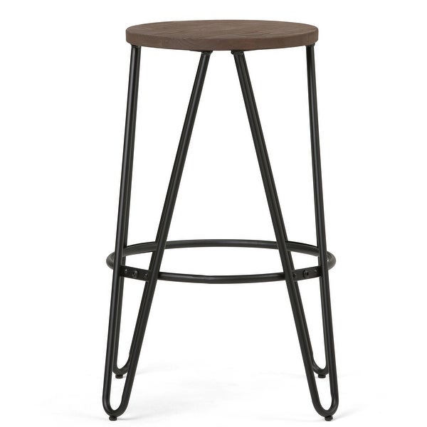 WYNDENHALL Kendall Industrial Metal 26 inch Metal Counter Height Stool with Wood Seat (Set of 2) - 15.7